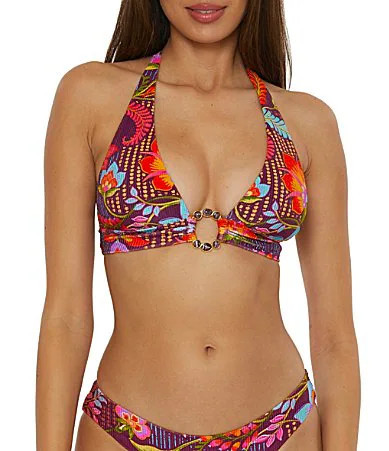 Becca by Rebecca Virtue Portofino Mira Marbleized Ring Halter Swim Top - S | Dillard's