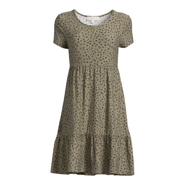 Wild Skye Juniors' Tiered Dress with Short Sleeves - Walmart.com | Walmart (US)