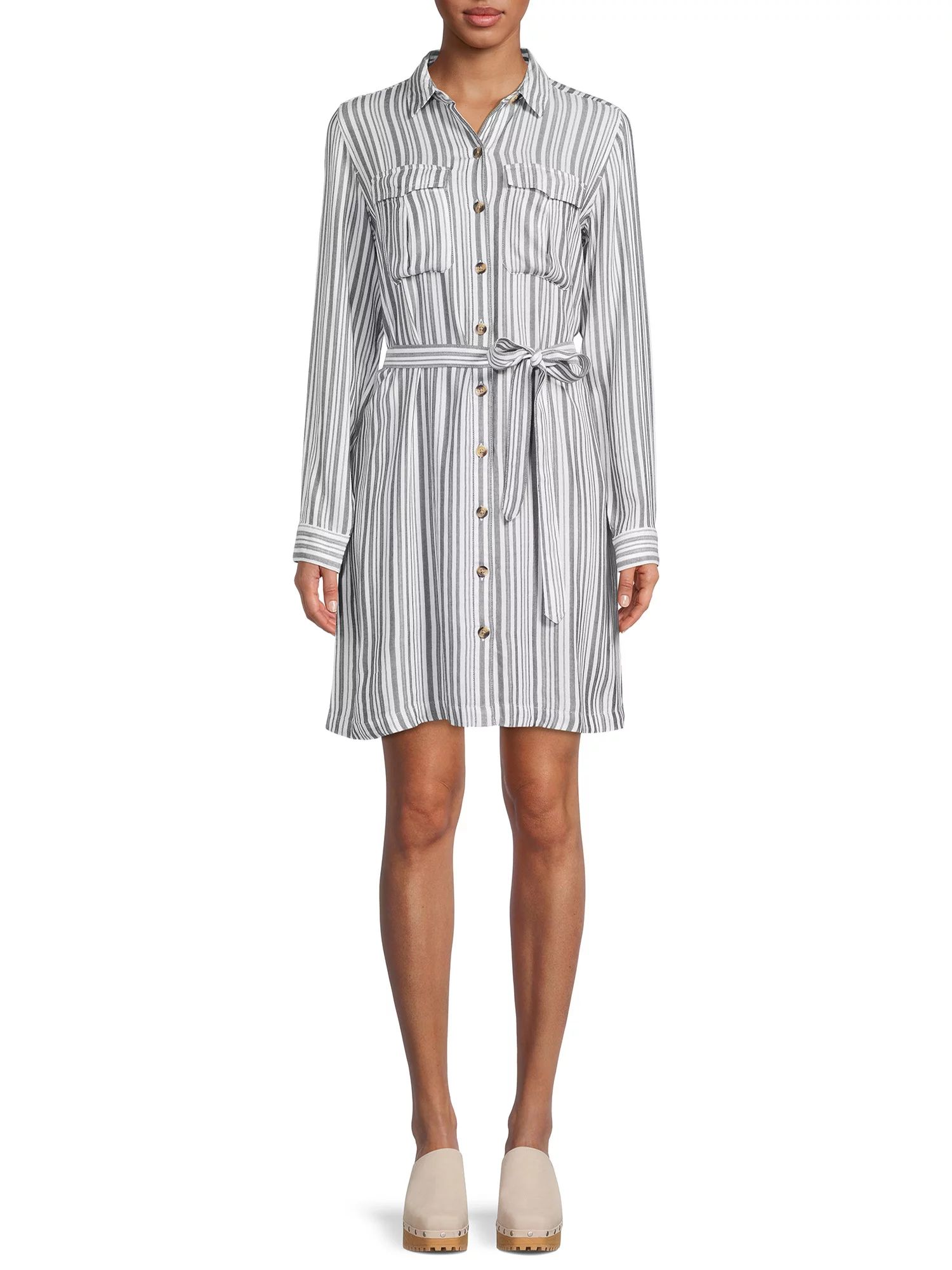 Time and Tru Women's Utility Shirt Dress | Walmart (US)