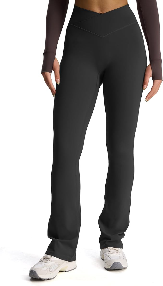 Aoxjox Flare Leggings for Women Trinity Tummy Control High Waisted Wide Leg Crosswaist Yoga Pants... | Amazon (US)