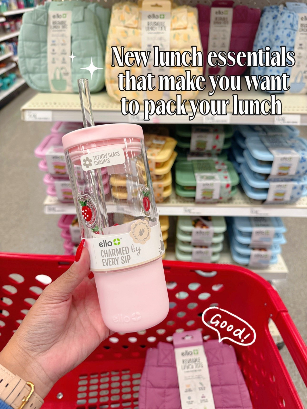 New lunch essentials from ello that actually motivate you to pack your own lunch 😅 Everything from this new collection is so good! I love the glass tumblers with glass straws and gems. There’s so many to choose from I am sure you will have a hard time deciding on what to bring home. 



#Targetfinds #newattarget #targetfinds #targethaul 