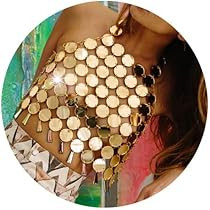 Jeweky Boho Sequins Bra Chain Gold Crop Top Body Chains Backless Beach Nightclub Rave Body Access... | Amazon (US)