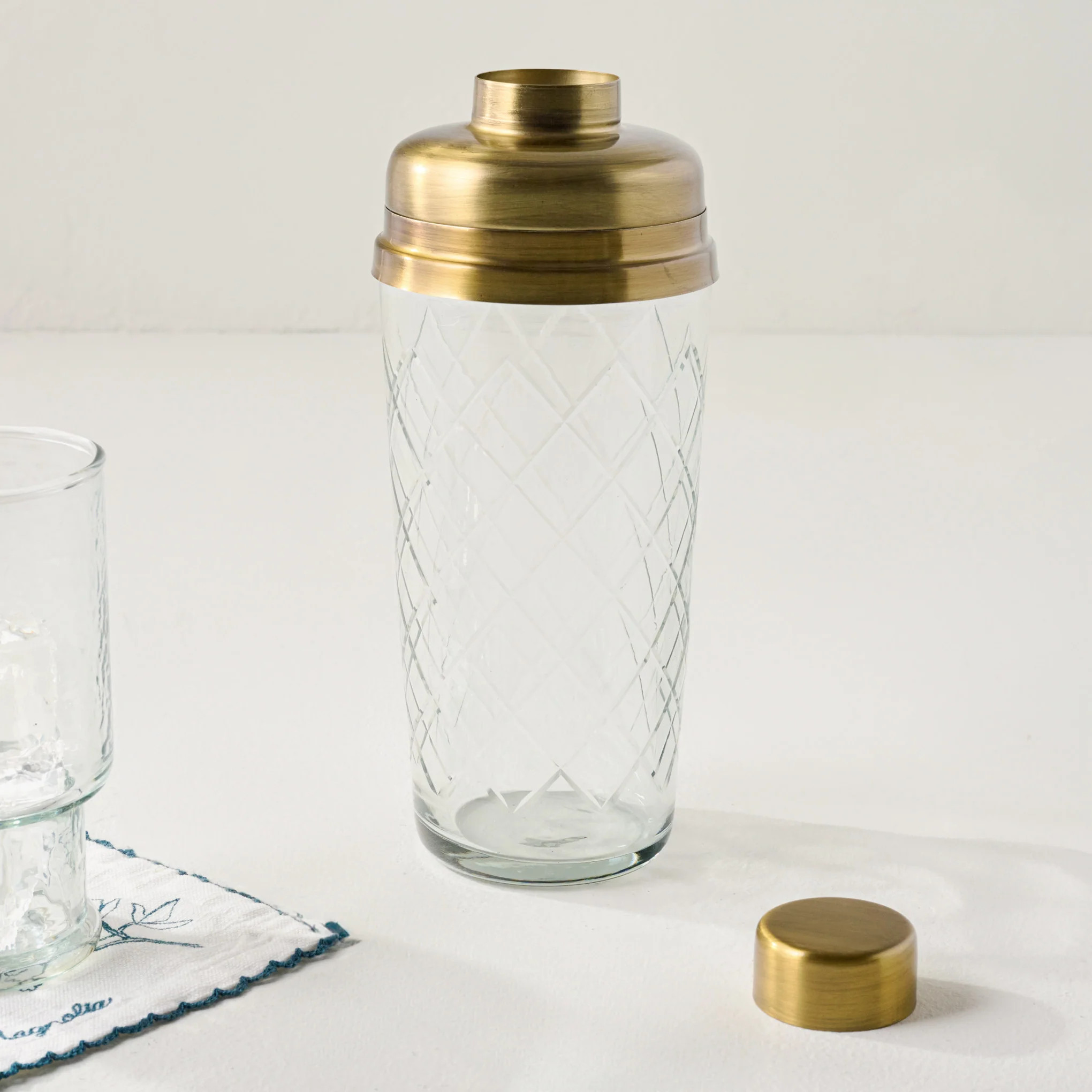 Antique Brass and Etched Glass Shaker Bottle | Magnolia