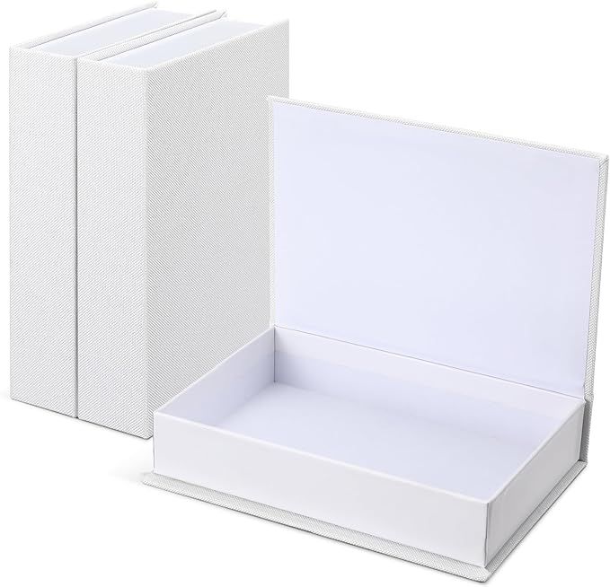Tioncy 3 Pieces Faux Books for Decorative Modern Book Boxes Decorative White Linen Coffee Table B... | Amazon (US)