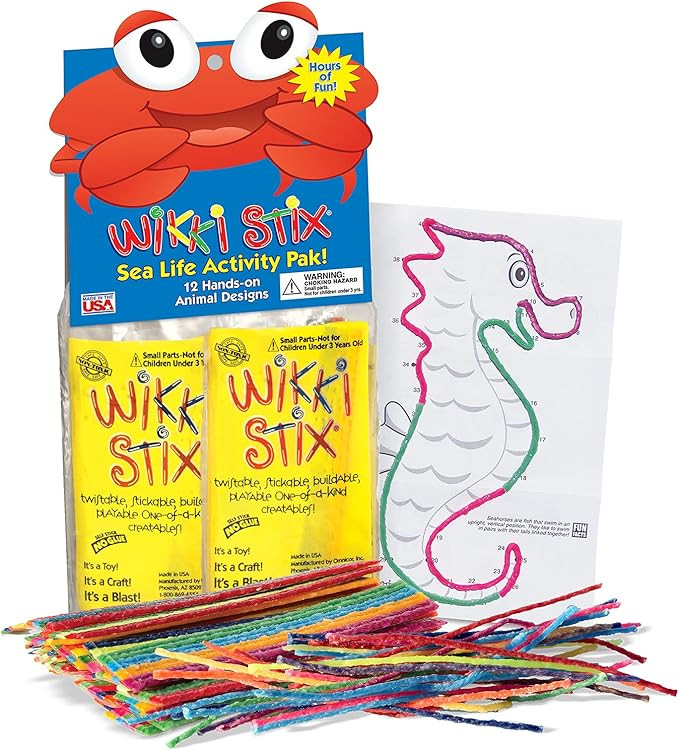 WikkiStix Sea Life Pak Features 12 Sea Creatures with Hands-on Activity and Fun Fact on Each, Mad... | Amazon (US)