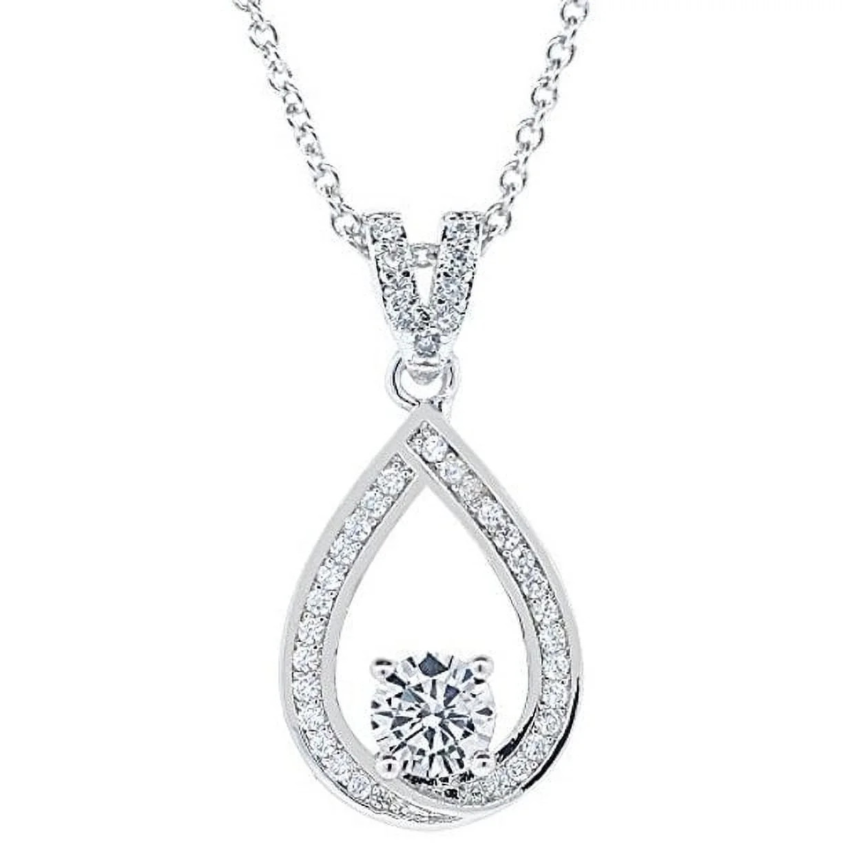 Cate & Chloe Arabella 18k White Gold Plated Silver Halo Pendant Necklace | CZ Solitaire Crystal T... | Walmart (US)