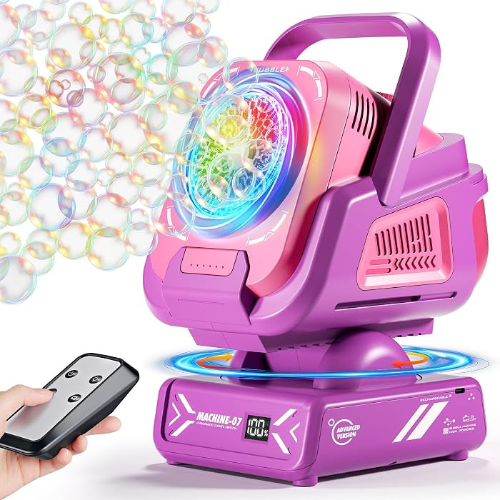 Belemar Upgraded Bubble Machine with Remote Control, Automatic Rotation & RGB Lights, 1800mAh Rec... | Amazon (US)