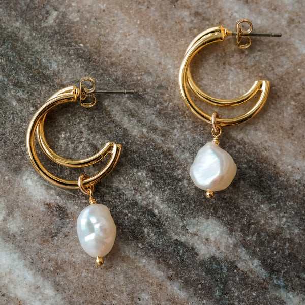 Lulu Pearl Hoops | Wander and Lust Jewelry
