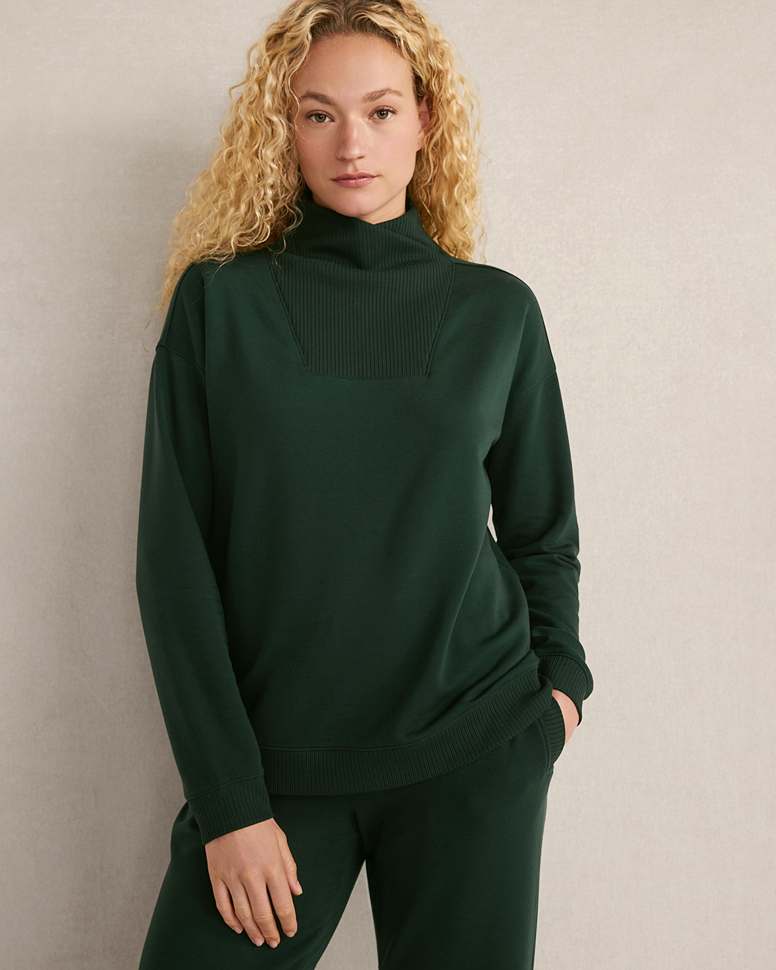 Fleece Crossover Sweatshirt | Hunter | Medium | Haven Well Within