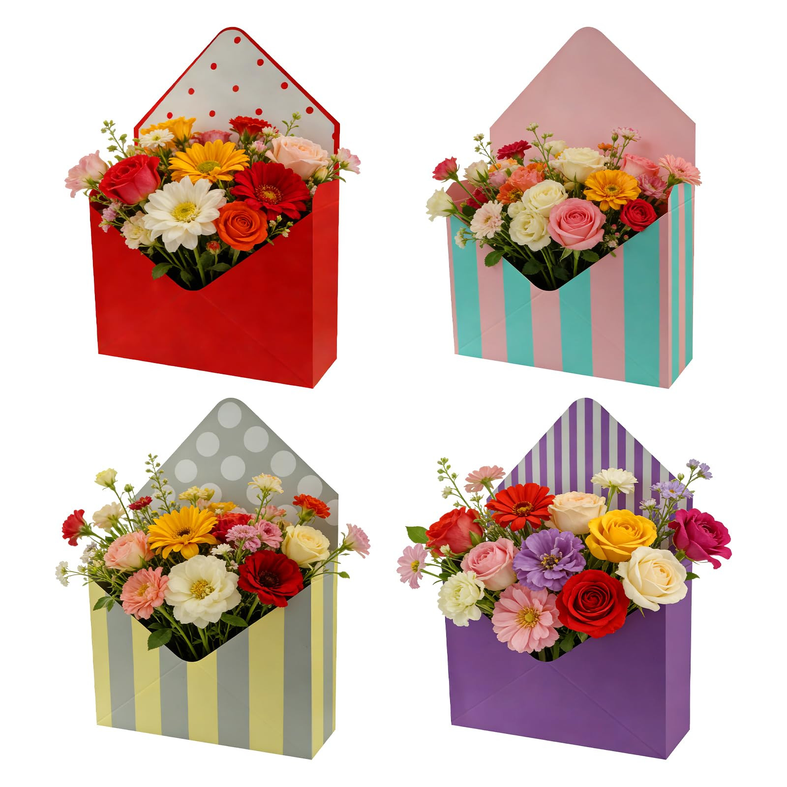 Boerni 4 Pcs Folding Florist Bouquet Packaging Boxes Mixed Style Envelope-Shaped Floral Bouquet G... | Amazon (US)