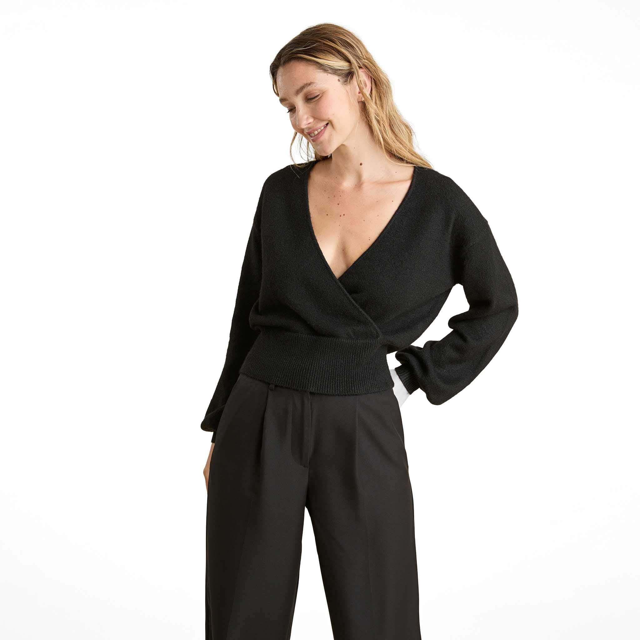 Cozy Knit Wrap Sweater | Coffee | Nuuds US