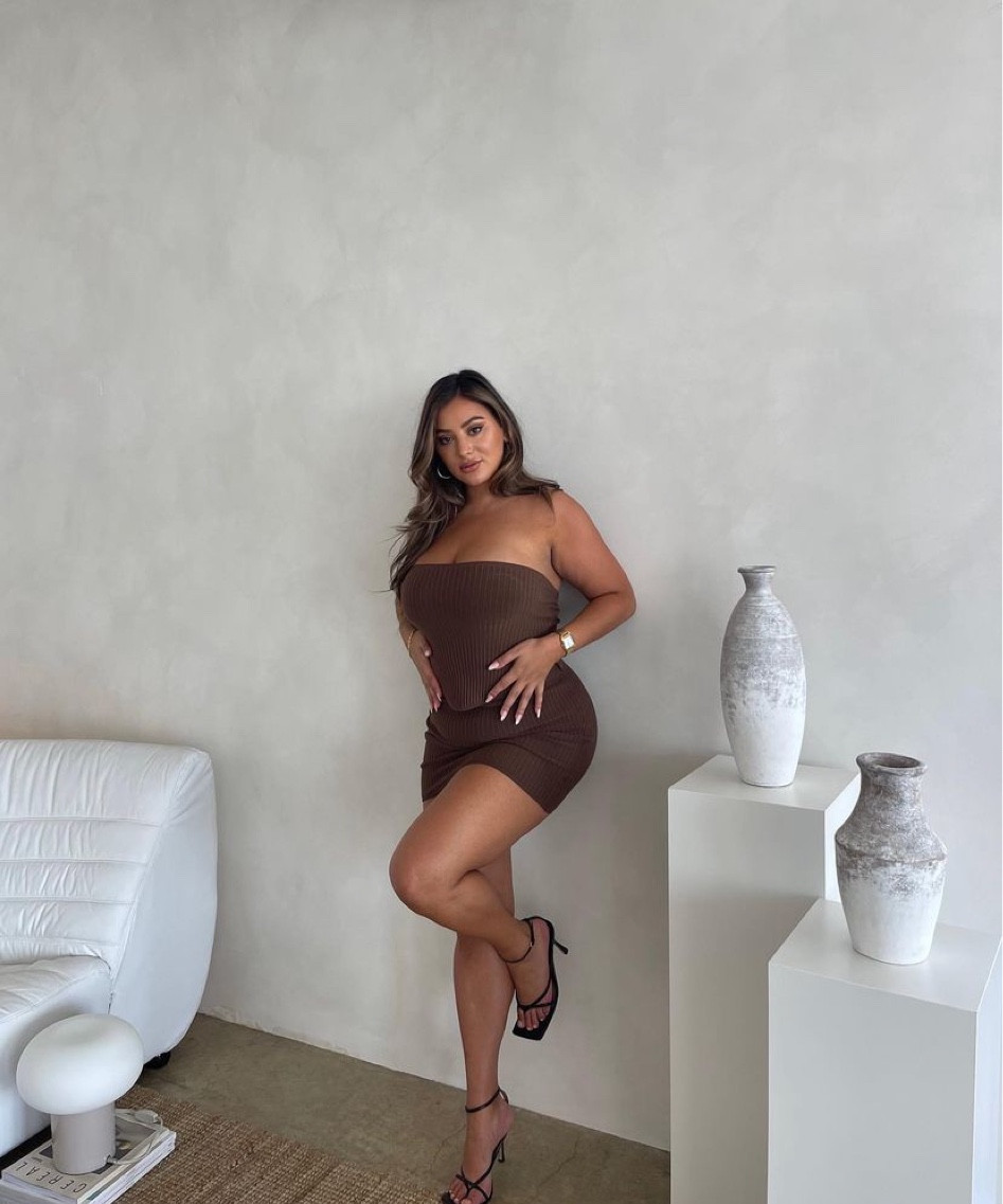 flow strapless mini dress brown Flow Strapless Mini Dress Yellow main image 1