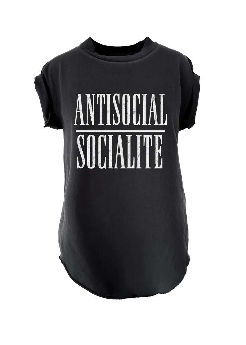 ANTISOCIAL SOCIALITE SIDE SLIT TEE | Pebby Forevee