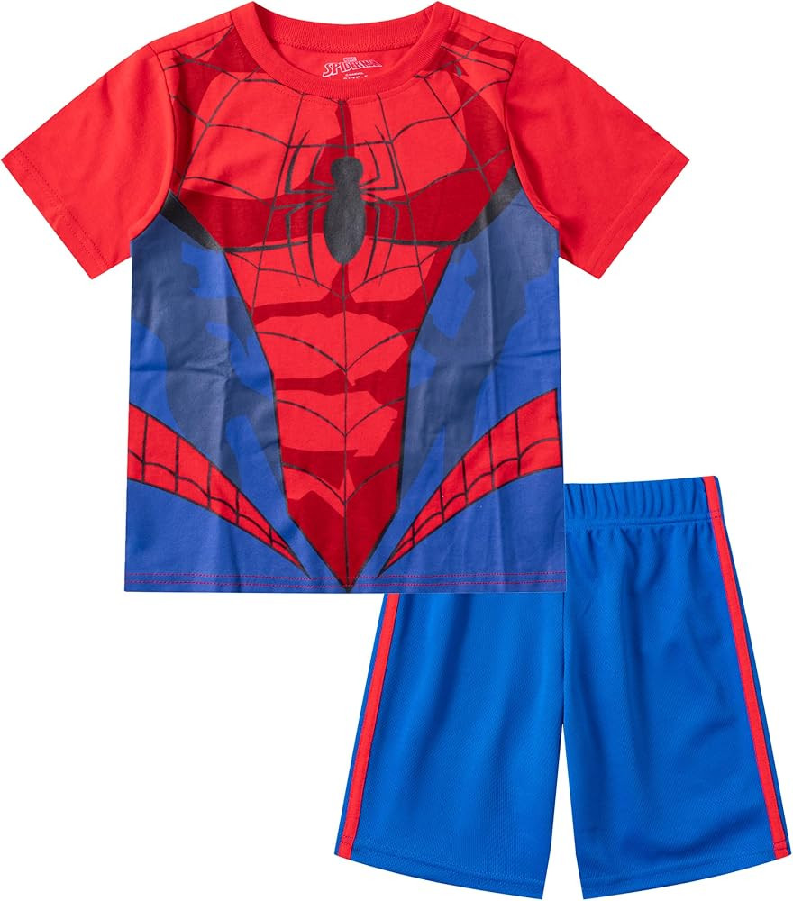 Marvel Avengers Spider-Man Boys’ T-Shirt and Short Set for Toddler and Little Kids – Blue/Red | Amazon (US)