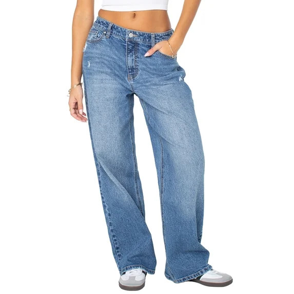 Celebrity Pink Women's and Women's Plus Slouchy Wide Leg Jean, Available in 30", 32", and 34" ins... | Walmart (US)