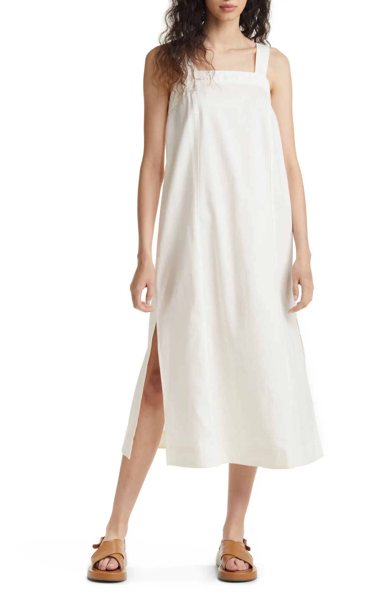 Madewell Linen & Cotton Princess Seamed Midi Dress | Nordstrom | Nordstrom