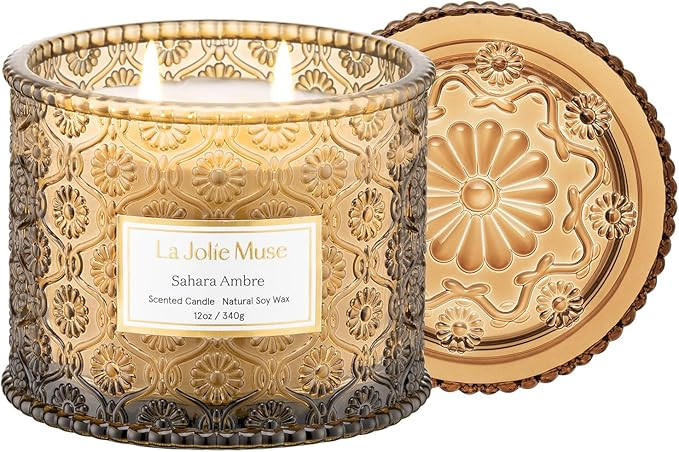 LA JOLIE MUSE Amber Candle, Scented Candles for Home, Large 2-Wick Soy Candles, Candle Gifts for ... | Amazon (US)