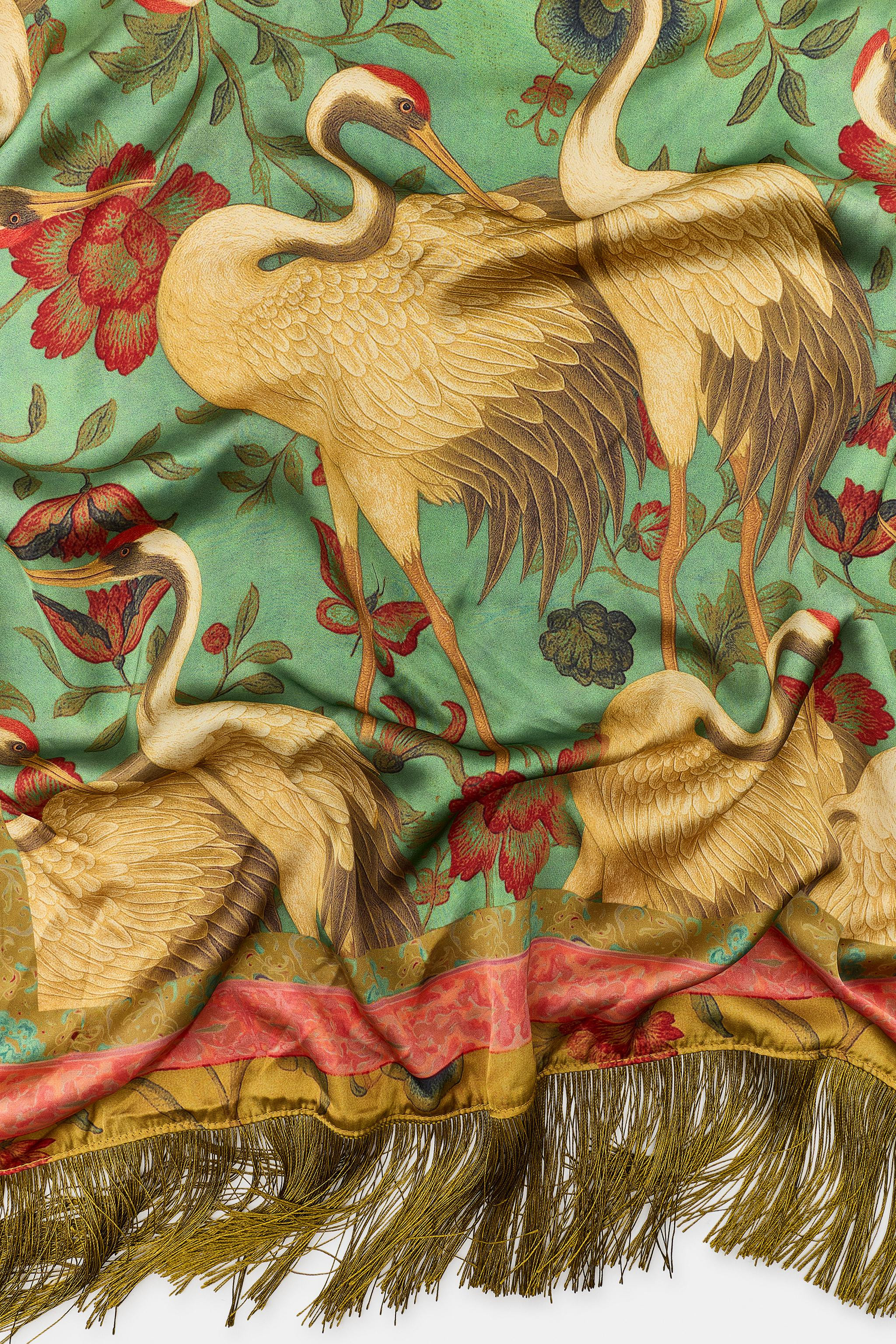 HERON PRINT SATIN SCARF | Zara Canada