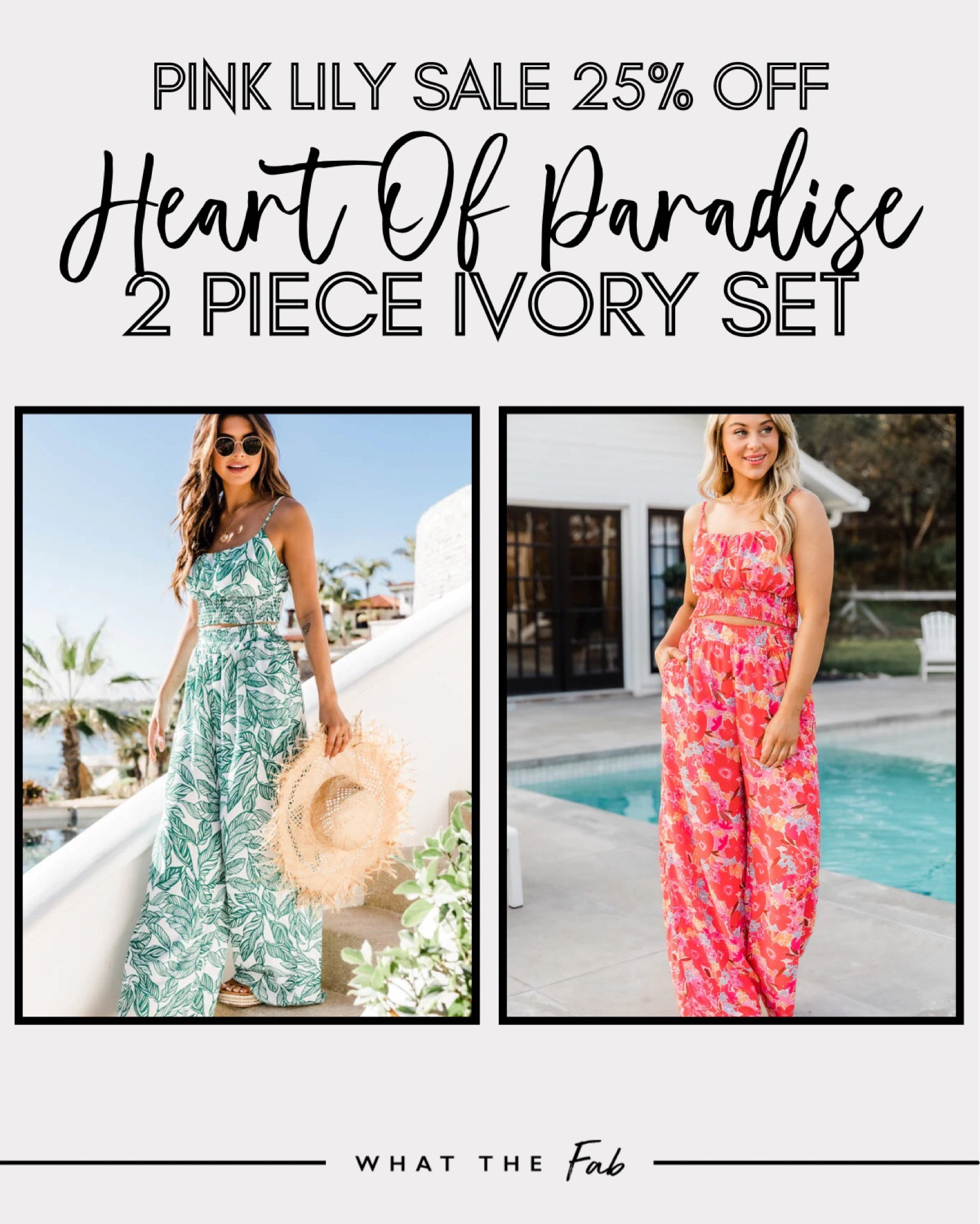 Pink Lily Heart of Paradise Two Piece Ivory Set, cropped tops, tank tops, flared bottoms, flowy bottoms, blouse, summer wear, travel outfits, beach wear

#LTKtravel #LTKSale #LTKsalealert