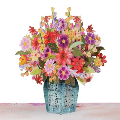 Frndly by Paper Love 3D Charming Flower Bouquet Pop Up Card, 8" x 6" For All Occasions - Handcrafted 100% Recycled and Eco-Friendly, 8" x 6" Cover | Target