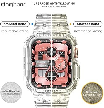 Compatible for Apple Watch Clear Band 41mm 40mm 38mm with Case, amBand Women Cute Girl Crystal Sp... | Amazon (US)