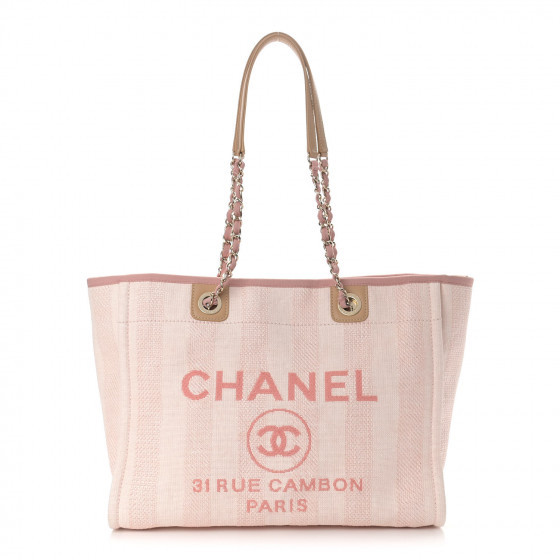 CHANEL

Mixed Fibers Striped Small Deauville Tote Light Pink | Fashionphile