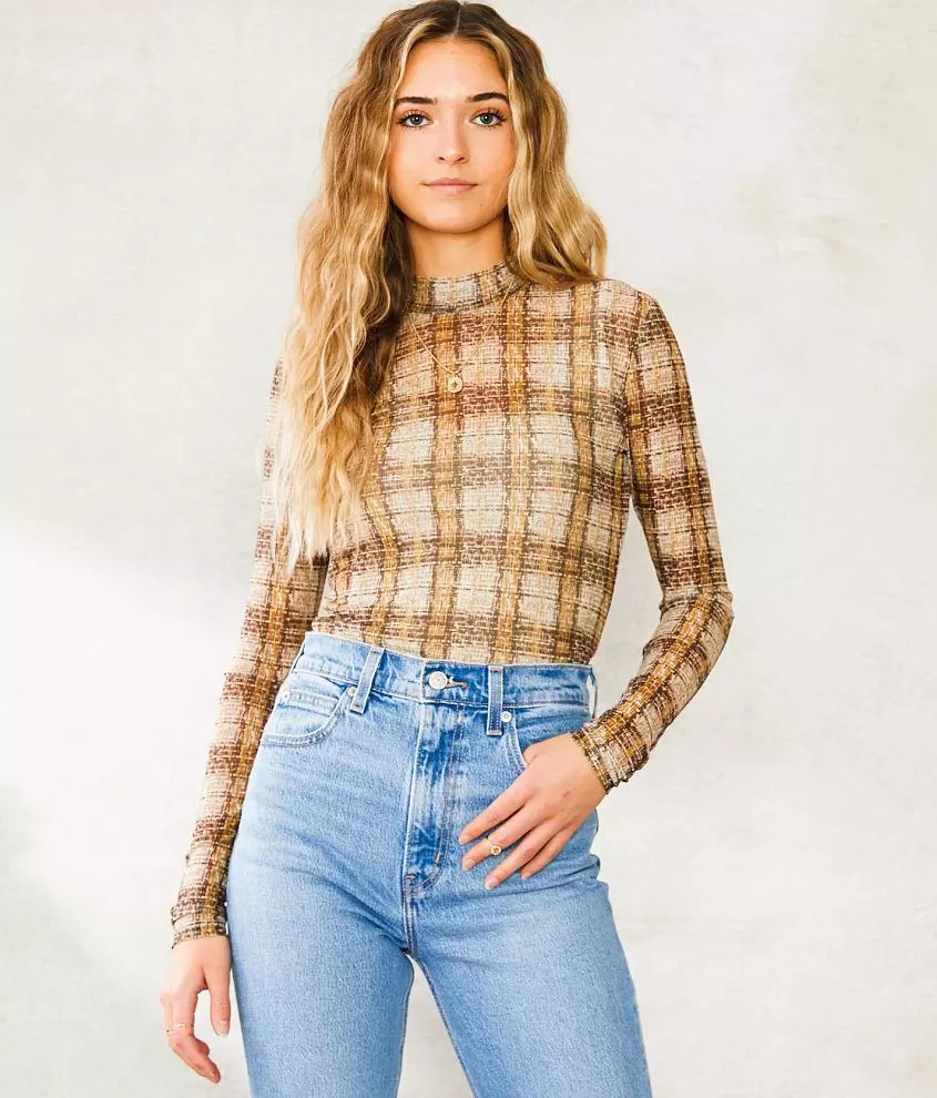 Mock Neck Mesh Top | Buckle