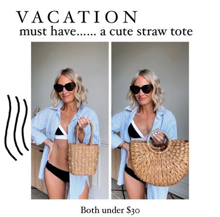 Vacation outfit, vacation style swim suit, bikini, beach bag, straw tote, straw purse, Target 
LTK over 40
Look for less, button down true size xs
Bikini true size xs top, small bottomm

#LTKover40 #LTKfindsunder50 #LTKswim