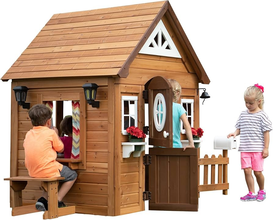 Backyard Discovery Aspen All Cedar Wooden Playhouse, Country Style, Dutch Front Door, Flower Pot ... | Amazon (US)