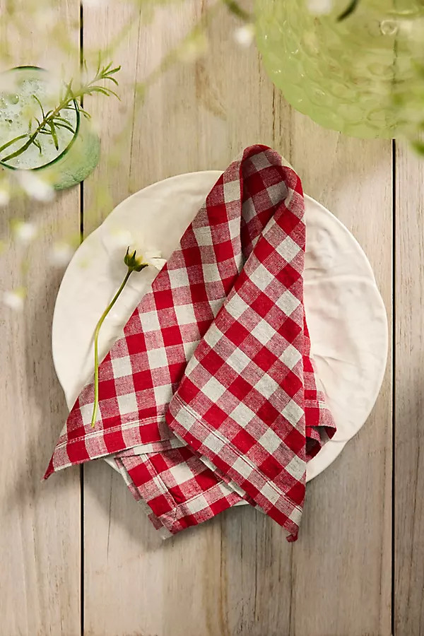 Red Gingham Linen Napkins, Set of 2 | Anthropologie (US)
