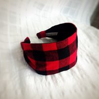 Buffalo Plaid Headband Red & Black Head Band Fall Hair Accessories Winter Scarf For Women Short Punk Girl | Etsy (US)