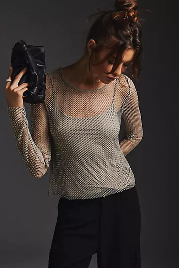 Sunday in Brooklyn Mesh Sparkle Top | Anthropologie (US)