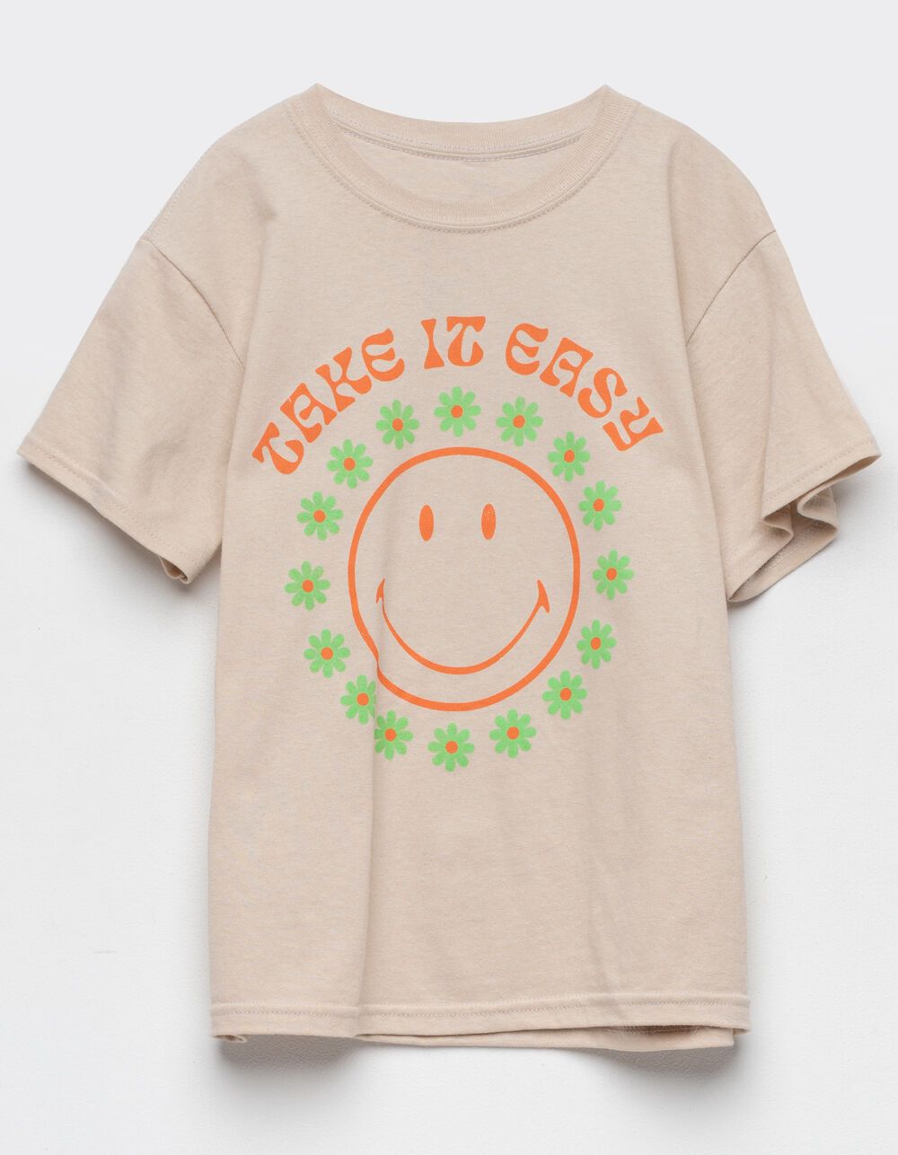 SMILEY Take It Easy Girls Oversized Tee - TAN - DD131057 | Tillys