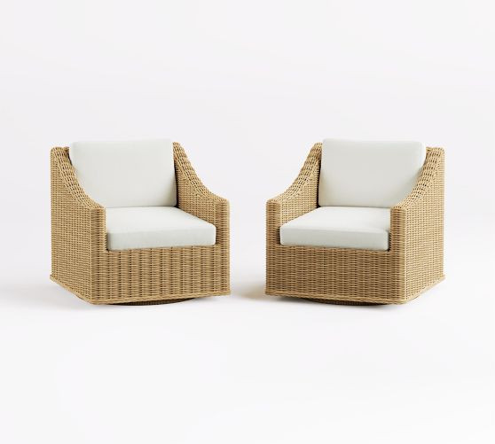 Huntington Slim Slope-Arm Swivel Outdoor Lounge Chair with High Performance Cushion Covers | Pottery Barn (US)