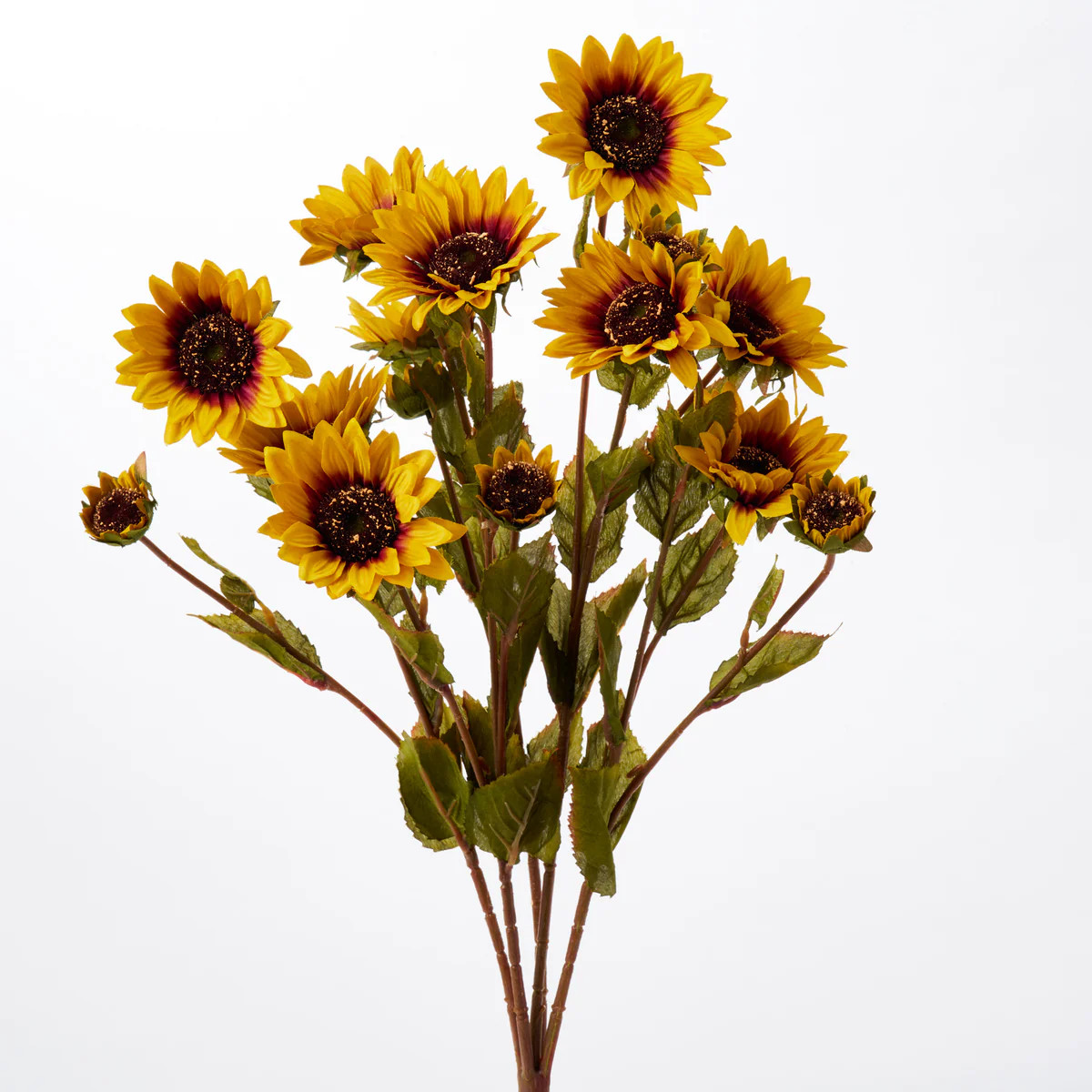 Lifelike Golden Yellow Mini Sunflower Stems Fall Bouquet Bush - 25" | Darby Creek Trading