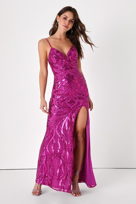 Made for Magic Magenta Sequin Mermaid Maxi Dress | Lulus (US)