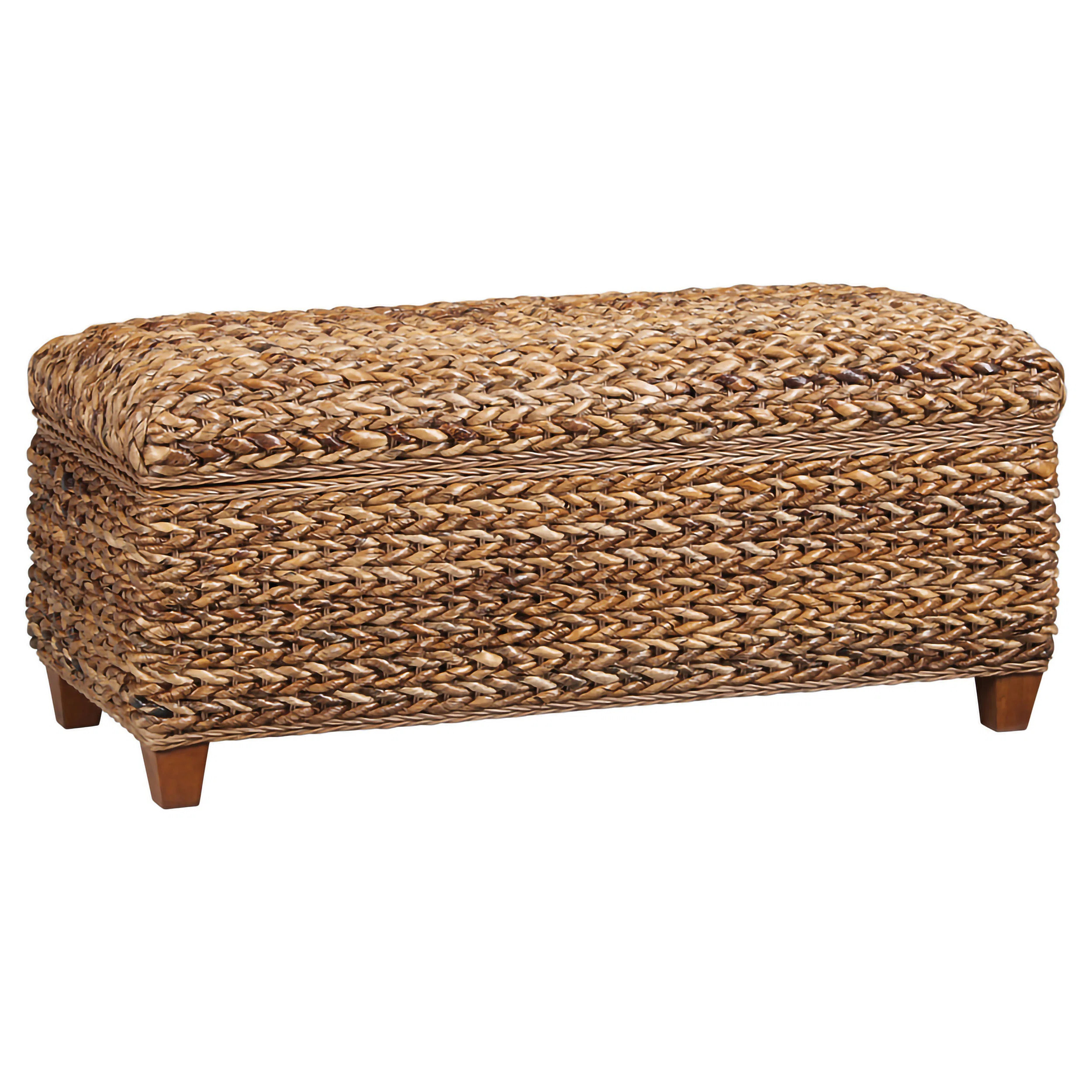 Arleen Wicker Hand-Woven Banana Leaf Storage Bench Amber | Wayfair North America