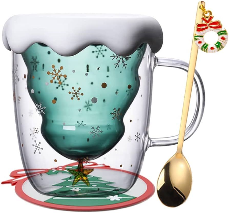 Amazon.com | Binoster Cute Mugs Christmas Coffee Mug, Tea Cup, Milk Cup Glasses Double Wall Insul... | Amazon (US)