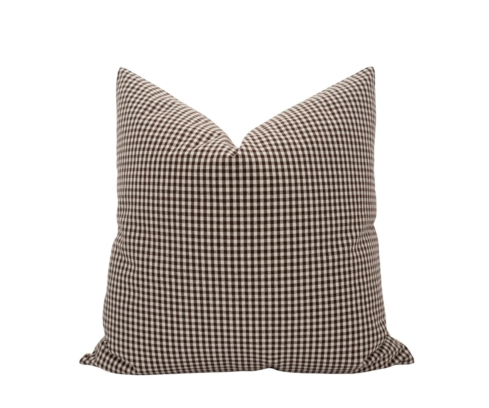 ETHAN || Dark Brown Gingham Pillow Cover, Cottage Pillow, Modern Farmhouse Pillow, Vintage Gingha... | Etsy (Global)