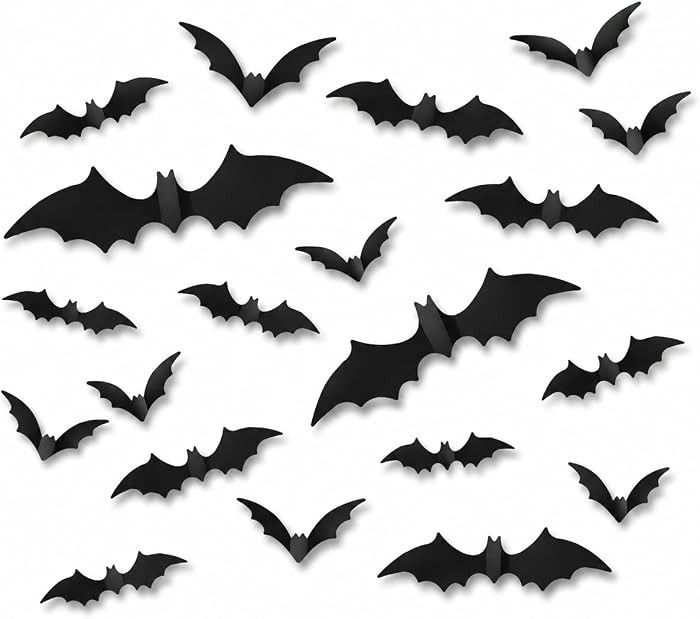 Showgeous 216 Pcs 3D Bat Stickers, Halloween Decor for Walls and Windows | Amazon (US)