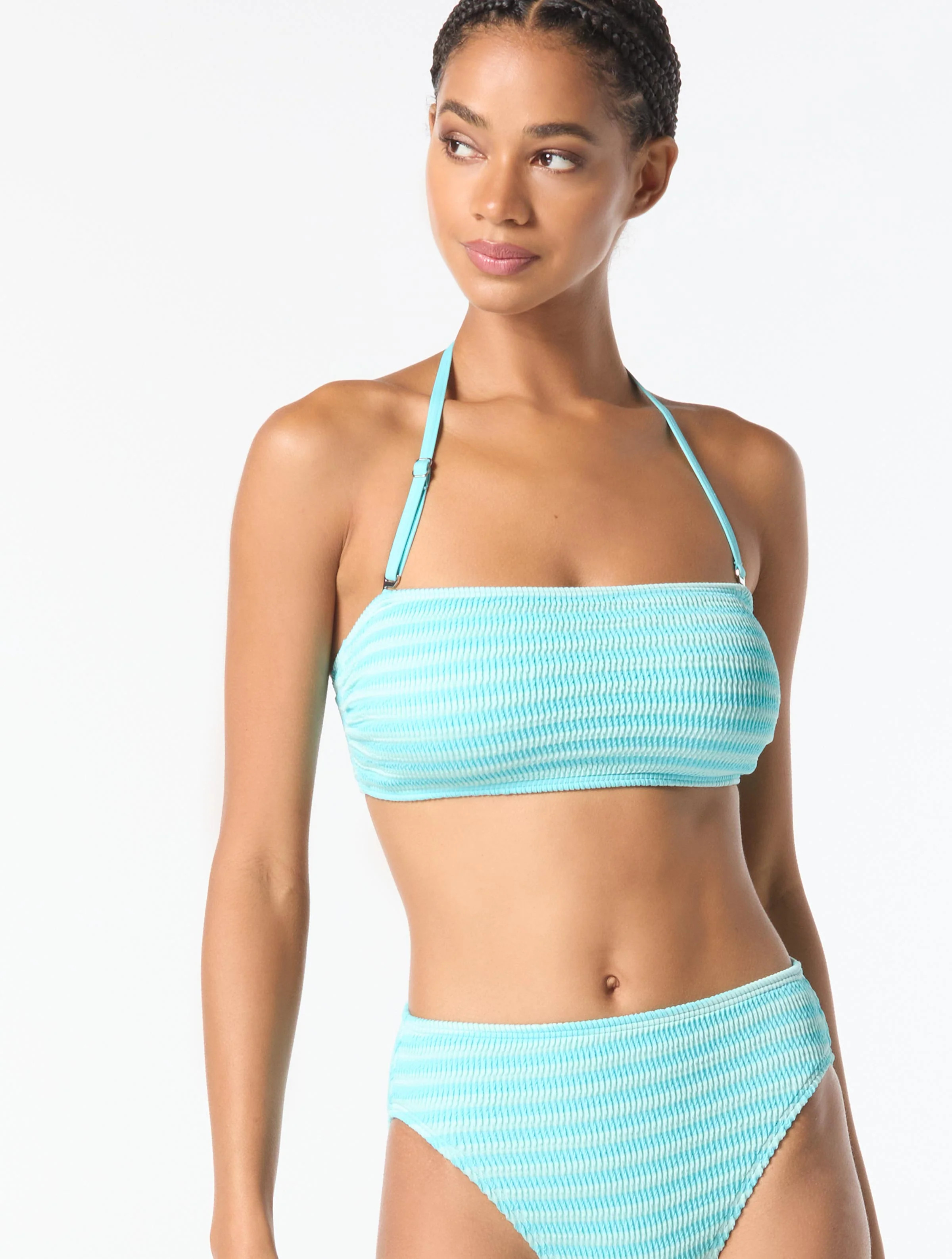 MICHAEL Michael Kors Bandeau Bikini Top - Monotone Textured Stripes | Beach2Ocean