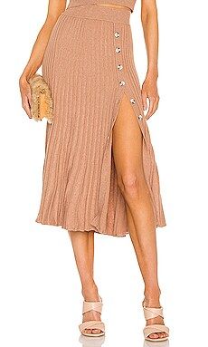 Bardot Pleat Button Skirt in Stone from Revolve.com | Revolve Clothing (Global)