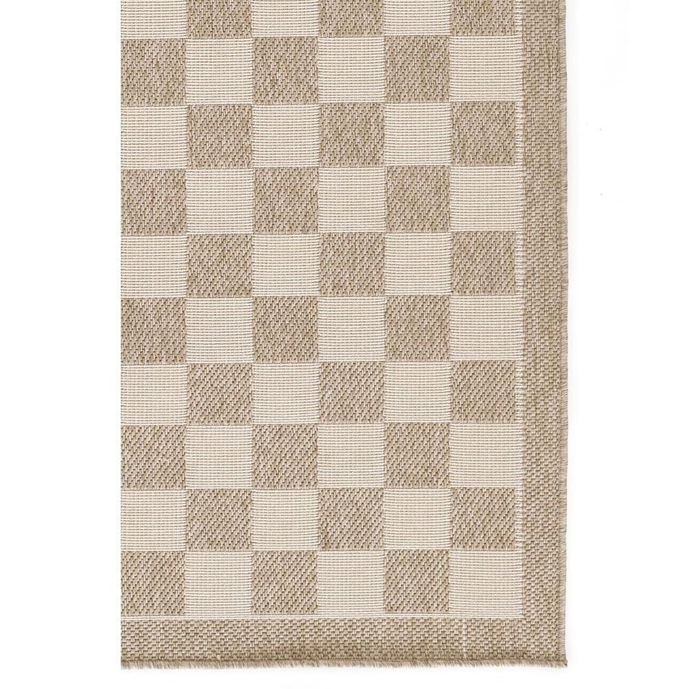 Ford Modern Classic Beige Checkered Patterned Outdoor Rug - 5'3"x7' | Kathy Kuo Home
