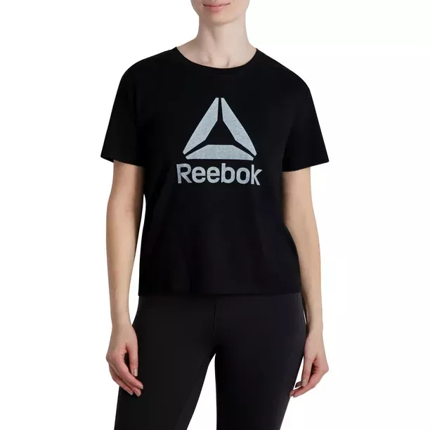Reebok Women's Plus Size Infinity Short Sleeve Cropped Jersey Tee