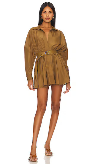Oversized Shirt Flared Mini Dress in Woods | Revolve Clothing (Global)