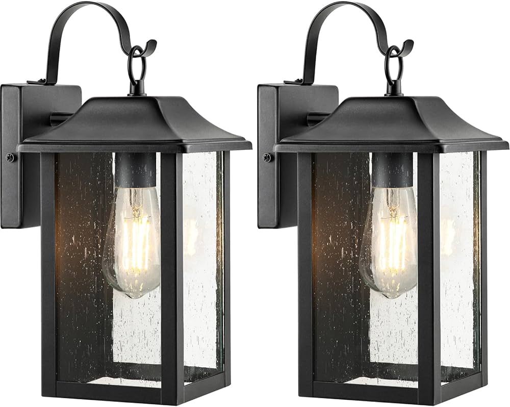 Brightever 2-Pack Outdoor Wall Lights, Exterior Wall Light Fixtures with Seeded Glass&E26 Socket,... | Amazon (US)