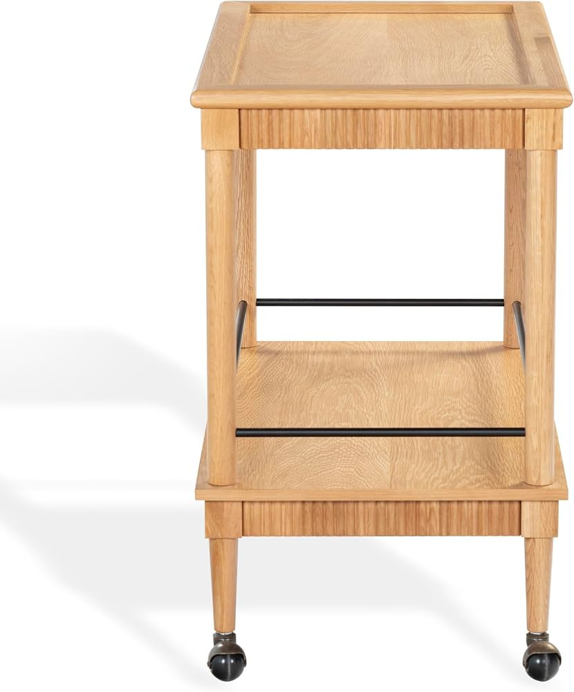 SAFAVIEH Couture Collection - Donna Brielle Natural Brown Bar Cart, 2-Shelf Rolling Serving Cart ... | Amazon (US)