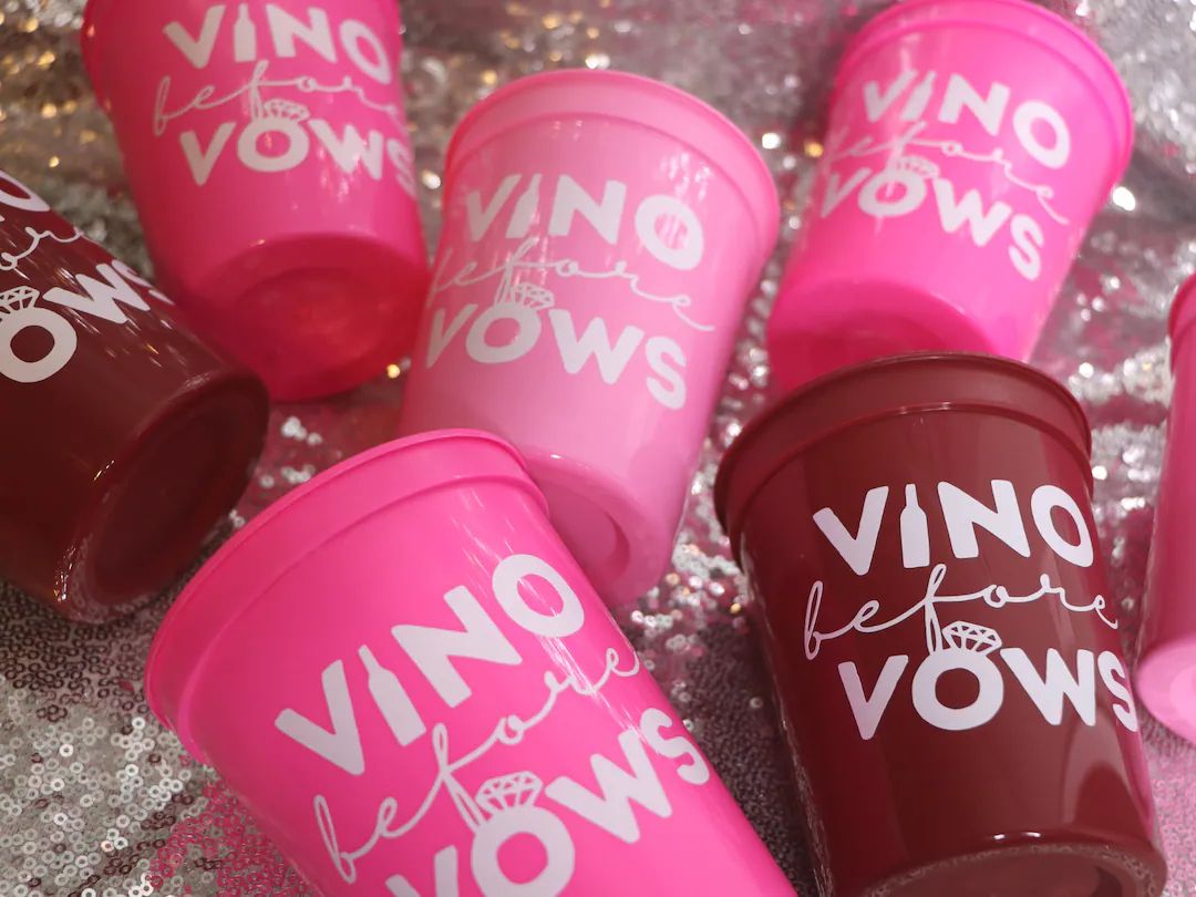 VINO BEFORE VOWS Cups for Vineyard Winery Wine Bachelorette Party | Napa Valley Girls Trip | Etsy (US)