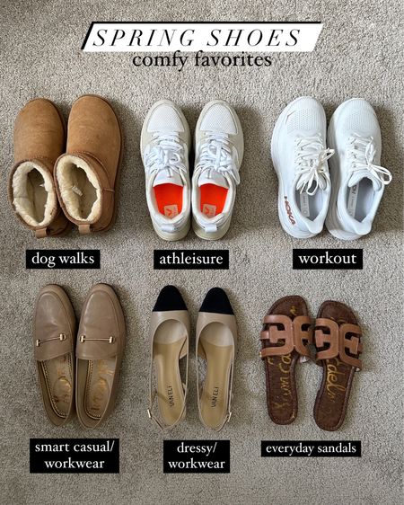 Spring shoes - some of my comfiest favorites for a variety of occasions 

Veja sneakers - tts
Hokas tts
Sam Edelman Loafers tts - exact color is sold out 
Vaneli slingbacks - runs half size small
Sam Edelman sandals tts 

#LTKstyletip #LTKSeasonal