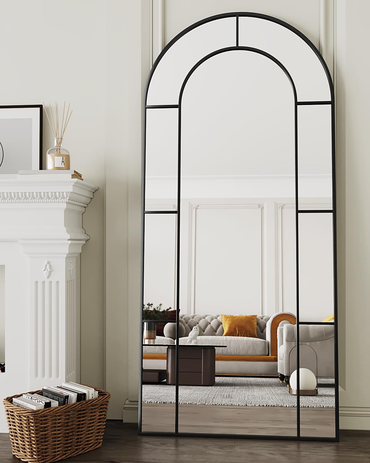 Antok Full Length Mirror, Floor Mirror 71" x 32" Arched Window Decorative Mirror, Metal Framed De... | Amazon (US)
